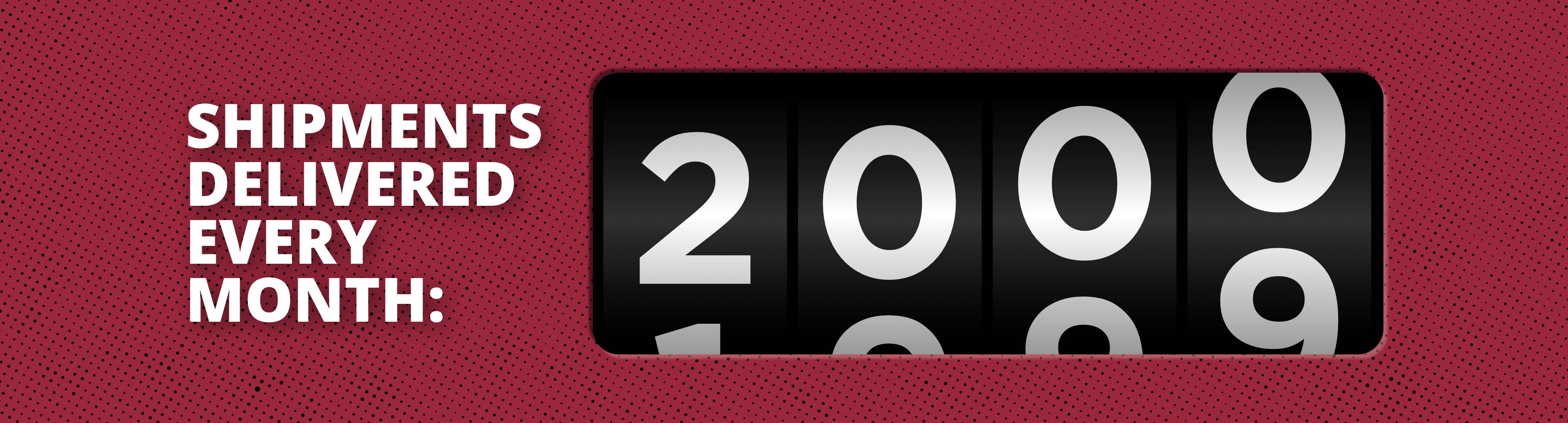 FAK Logistics - 2000 shipments this month. An odometer rolling over to 2000.